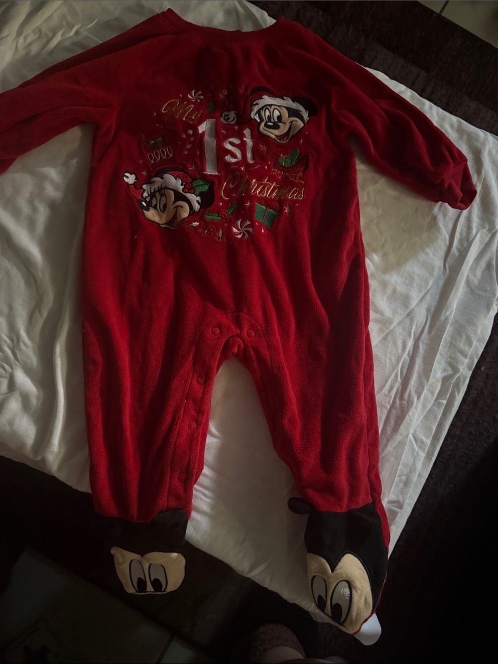 Disney Red Mickey Mouse Holiday Baby Footie Sleeper